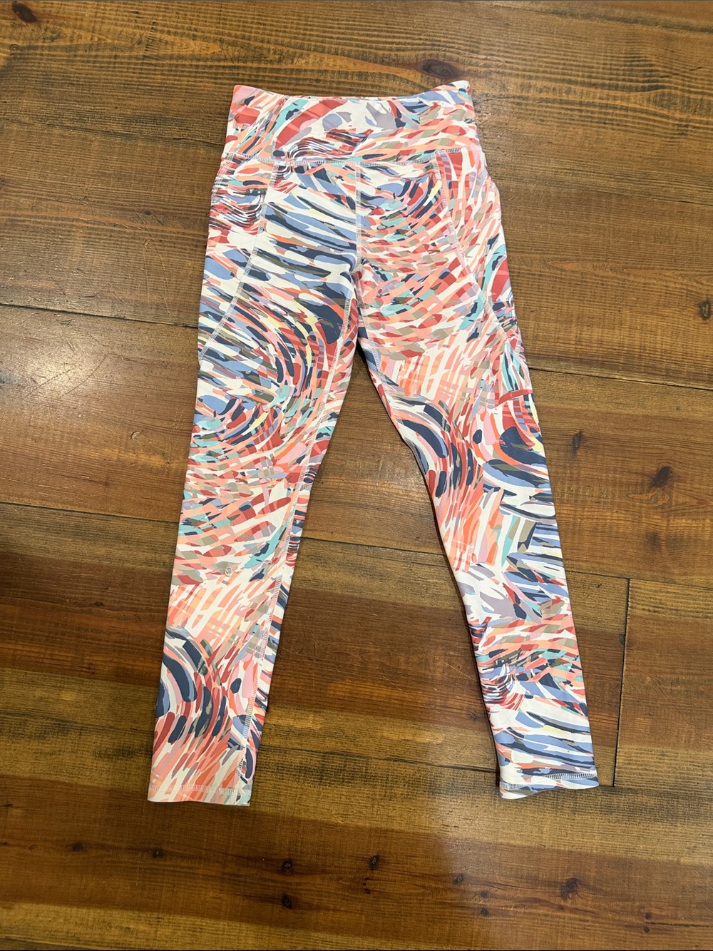Old Navy Coral, Navy & White Swirl Print Girls' Leggings